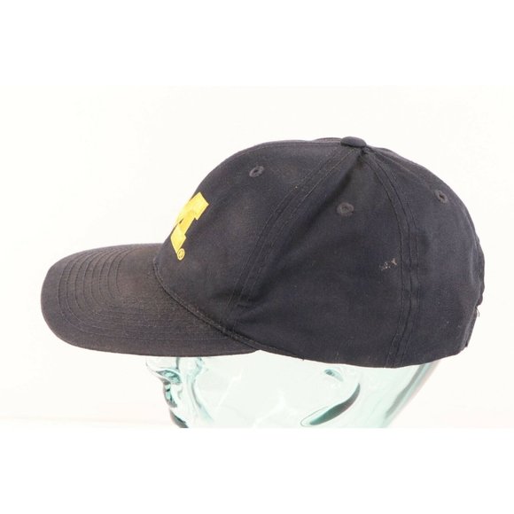 Vintage 90s Distressed University of Michigan Block M Snapback Hat Cap Navy Blue - Picture 3 of 9
